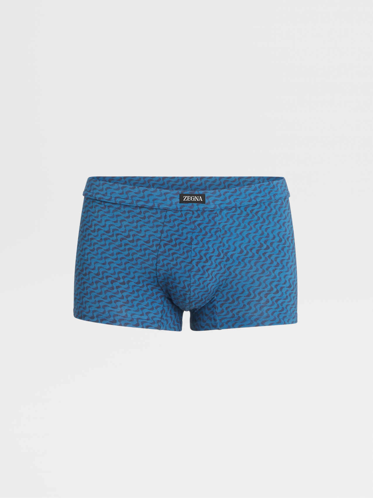 Navy Blue Stretch Modal Printed Trunks